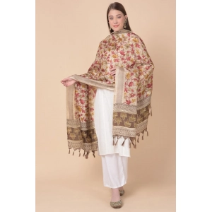 Generic Women's Art Silk Printed Dupatta (Gold, Length: 2.25 to 2.50 Mtr)