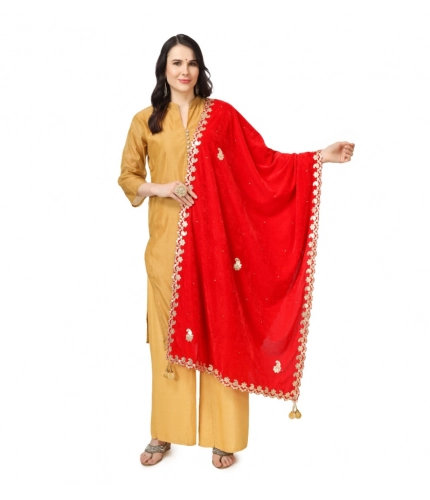 Women's Velvet Gotta Patti Dupatta (Red, Length: 2.25 to 2.50 Mtr)