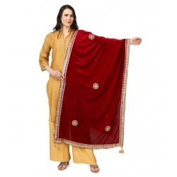Women's Velvet Gotta Patti Dupatta (Maroon, Length: 2.25 to 2.50 Mtr)