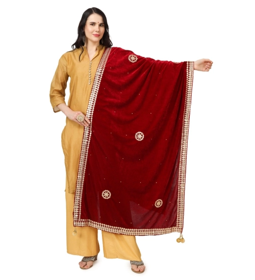 Women's Velvet Gotta Patti Dupatta (Maroon, Length: 2.25 to 2.50 Mtr)