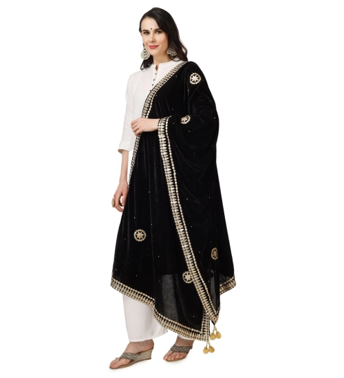 Women's Velvet Gotta Patti Dupatta (Black, Length: 2.25 to 2.50 Mtr)