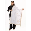 Women's Velvet Gotta Patti Dupatta (White, Length: 2.25 to 2.50 Mtr)