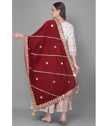 Women's Velvet Gotta Patti Dupatta (Maroon, Length: 2.25 to 2.50 Mtr) Women's Velvet Gotta Patti Dupatta (Maroon, Length: 2.25 to 2.50 Mtr)