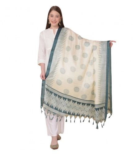 Women's Art Silk Printed Dupatta (Grey, Length: 2.25 to 2.50 Mtr)