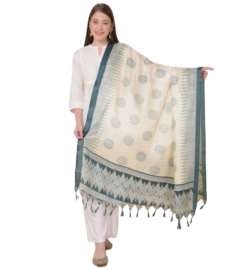Women's Art Silk Printed Dupatta (Grey, Length: 2.25 to 2.50 Mtr)