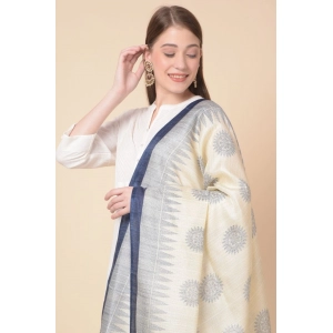 Generic Women's Art Silk Printed Dupatta (Blue, Length: 2.25 to 2.50 Mtr)