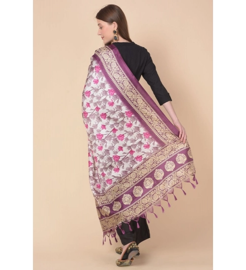 Women's Art Silk Printed Dupatta (Purple, Length: 2.25 to 2.50 Mtr)