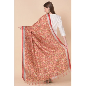 Generic Women's Art Silk Printed Dupatta (Red, Length: 2.25 to 2.50 Mtr)