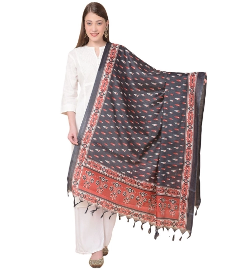 Women's Art Silk Printed Dupatta (Black, Length: 2.25 to 2.50 Mtr)