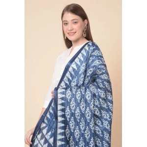 Generic Women's Art Silk Printed Dupatta (Blue, Length: 2.25 to 2.50 Mtr)
