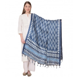 Women's Art Silk Printed Dupatta (Blue, Length: 2.25 to 2.50 Mtr)