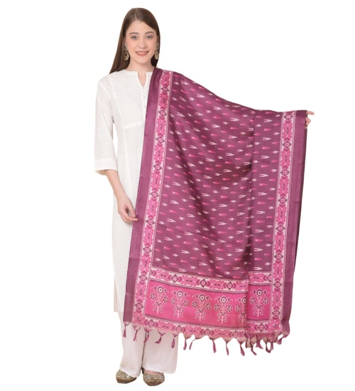 Women's Art Silk Printed Dupatta (Purple, Length: 2.25 to 2.50 Mtr)