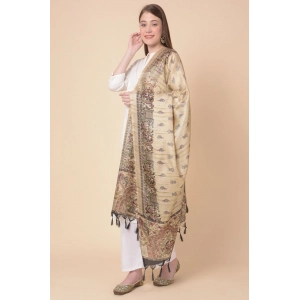 Generic Women's Art Silk Printed Dupatta (Gold, Length: 2.25 to 2.50 Mtr)