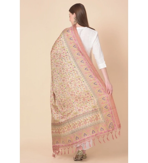 Women's Art Silk Printed Dupatta (Pink, Length: 2.25 to 2.50 Mtr)