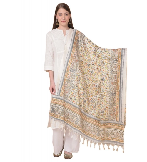 Women's Art Silk Printed Dupatta (White, Length: 2.25 to 2.50 Mtr)