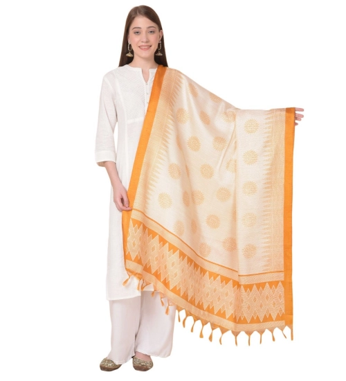 Women's Art Silk Printed Dupatta (Orange, Length: 2.25 to 2.50 Mtr)