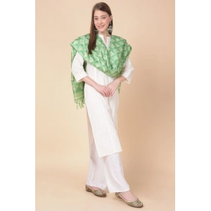 Generic Women's Art Silk Printed Dupatta (Light Green, Length: 2.25 to 2.50 Mtr)