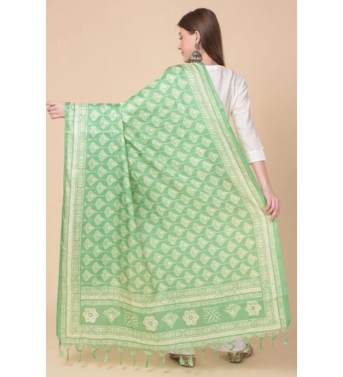 Women's Art Silk Printed Dupatta (Light Green, Length: 2.25 to 2.50 Mtr)