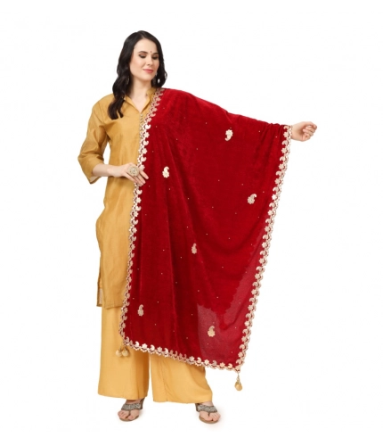 Women's Velvet Gotta Patti Dupatta (Maroon, Length: 2.25 to 2.50 Mtr)