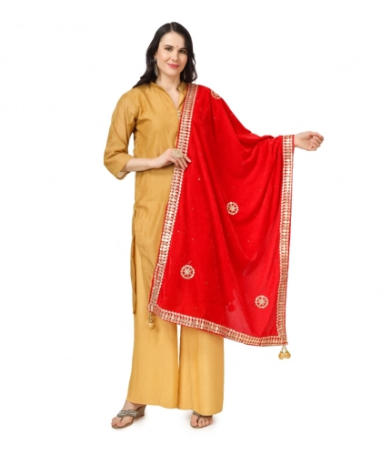 Women's Velvet Gotta Patti Dupatta (Red, Length: 2.25 to 2.50 Mtr)