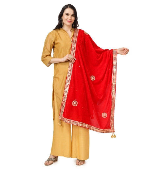 Women's Velvet Gotta Patti Dupatta (Red, Length: 2.25 to 2.50 Mtr)