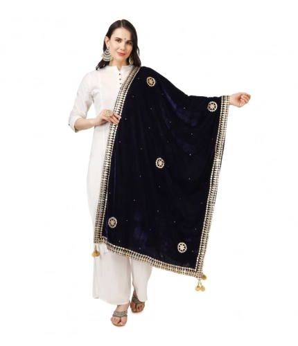 Women's Velvet Gotta Patti Dupatta (Blue, Length: 2.25 to 2.50 Mtr)