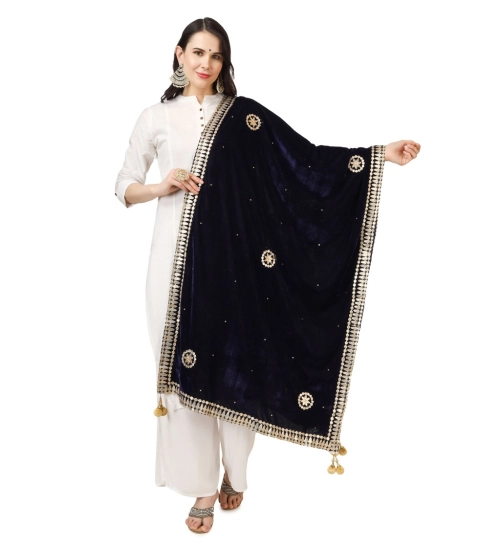 Women's Velvet Gotta Patti Dupatta (Blue, Length: 2.25 to 2.50 Mtr)