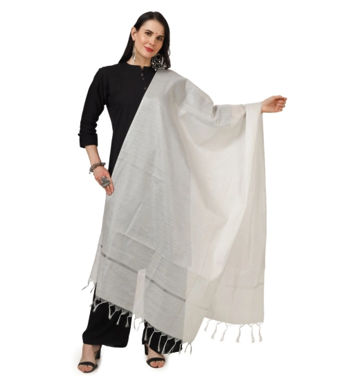 Women's Chanderi Solid Dupatta (White, Length: 2.25 to 2.50 Mtr)