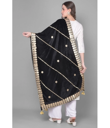 Women's Velvet Gotta Patti Dupatta (Black, Length: 2.25 to 2.50 Mtr)