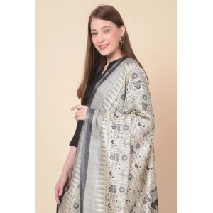 Generic Women's Art Silk Printed Dupatta (Black, Length: 2.25 to 2.50 Mtr)