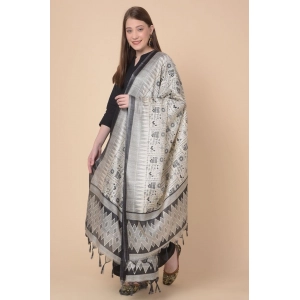 Generic Women's Art Silk Printed Dupatta (Black, Length: 2.25 to 2.50 Mtr)