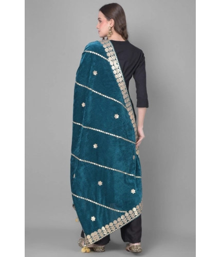 Women's Velvet Gotta Patti Dupatta (Teal, Length: 2.25 to 2.50 Mtr) Women's Velvet Gotta Patti Dupatta (Teal, Length: 2.25 to 2.50 Mtr)