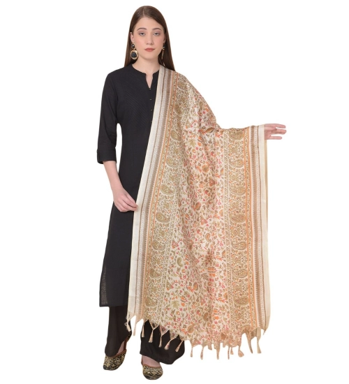 Women's Art Silk Printed Dupatta (White, Length: 2.25 to 2.50 Mtr)