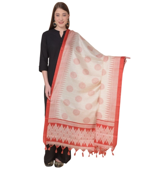Women's Art Silk Printed Dupatta (Red, Length: 2.25 to 2.50 Mtr)