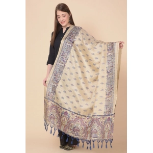 Generic Women's Art Silk Printed Dupatta (Gold, Length: 2.25 to 2.50 Mtr)
