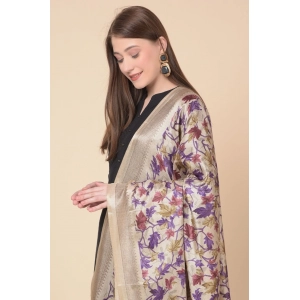 Generic Women's Art Silk Printed Dupatta (Gold, Length: 2.25 to 2.50 Mtr)