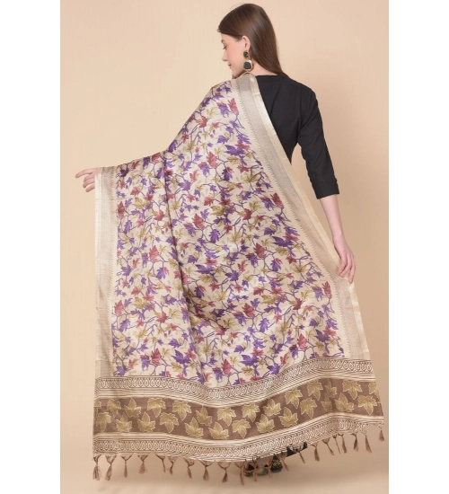 Women's Art Silk Printed Dupatta (Gold, Length: 2.25 to 2.50 Mtr)