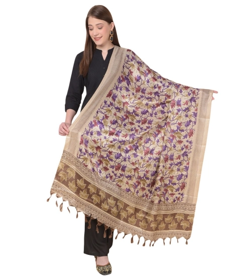 Women's Art Silk Printed Dupatta (Gold, Length: 2.25 to 2.50 Mtr)