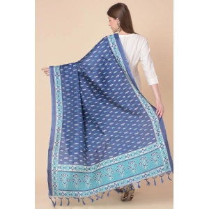 Generic Women's Art Silk Printed Dupatta (Blue, Length: 2.25 to 2.50 Mtr)