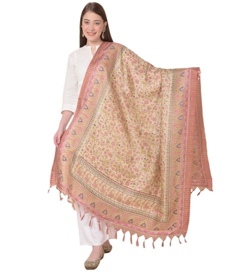 Women's Art Silk Printed Dupatta (Pink, Length: 2.25 to 2.50 Mtr)