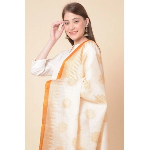 Generic Women's Art Silk Printed Dupatta (Orange, Length: 2.25 to 2.50 Mtr)