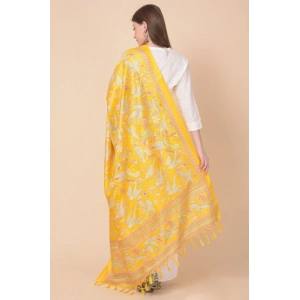 Generic Women's Art Silk Printed Dupatta (Yellow, Length: 2.25 to 2.50 Mtr)