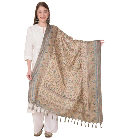 Women's Art Silk Printed Dupatta (Light Brown, Length: 2.25 to 2.50 Mtr)