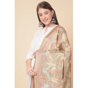 Generic Women's Art Silk Printed Dupatta (Light Brown, Length: 2.25 to 2.50 Mtr)