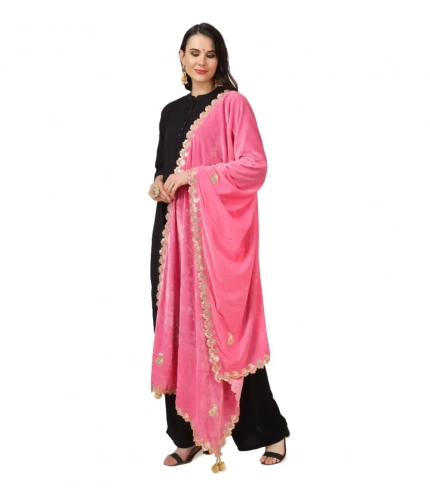 Women's Velvet Gotta Patti Dupatta (Pink, Length: 2.25 to 2.50 Mtr) Women's Velvet Gotta Patti Dupatta (Pink, Length: 2.25 to 2.50 Mtr)