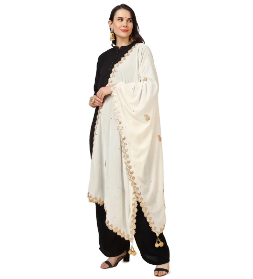 Women's Velvet Gotta Patti Dupatta (Off White, Length: 2.25 to 2.50 Mtr)