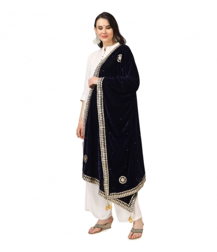 Women's Velvet Gotta Patti Dupatta (Blue, Length: 2.25 to 2.50 Mtr)