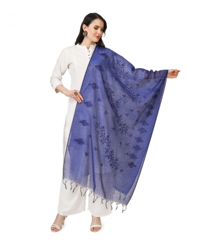 Women's Cotton Embroidered Dupatta (Blue, Length: 2.25 to 2.50 Mtr)