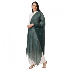 Generic Women's Cotton Embroidered Dupatta (Green, Length: 2.25 to 2.50 Mtr)