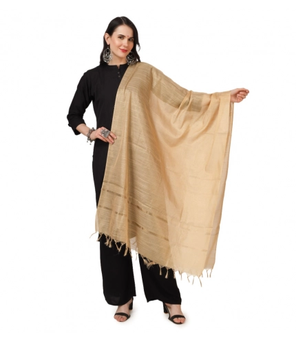 Women's Chanderi Solid Dupatta (Gold, Length: 2.25 to 2.50 Mtr)